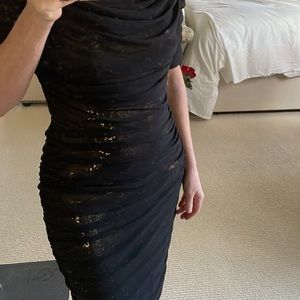 Black w/Sequin Tadashi Shoji cocktail dress. Size 4.